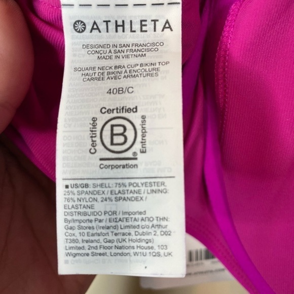 Athleta Square Neck Bra Cup‎ Bikini Top 40B/C Pink - Picture 5 of 6